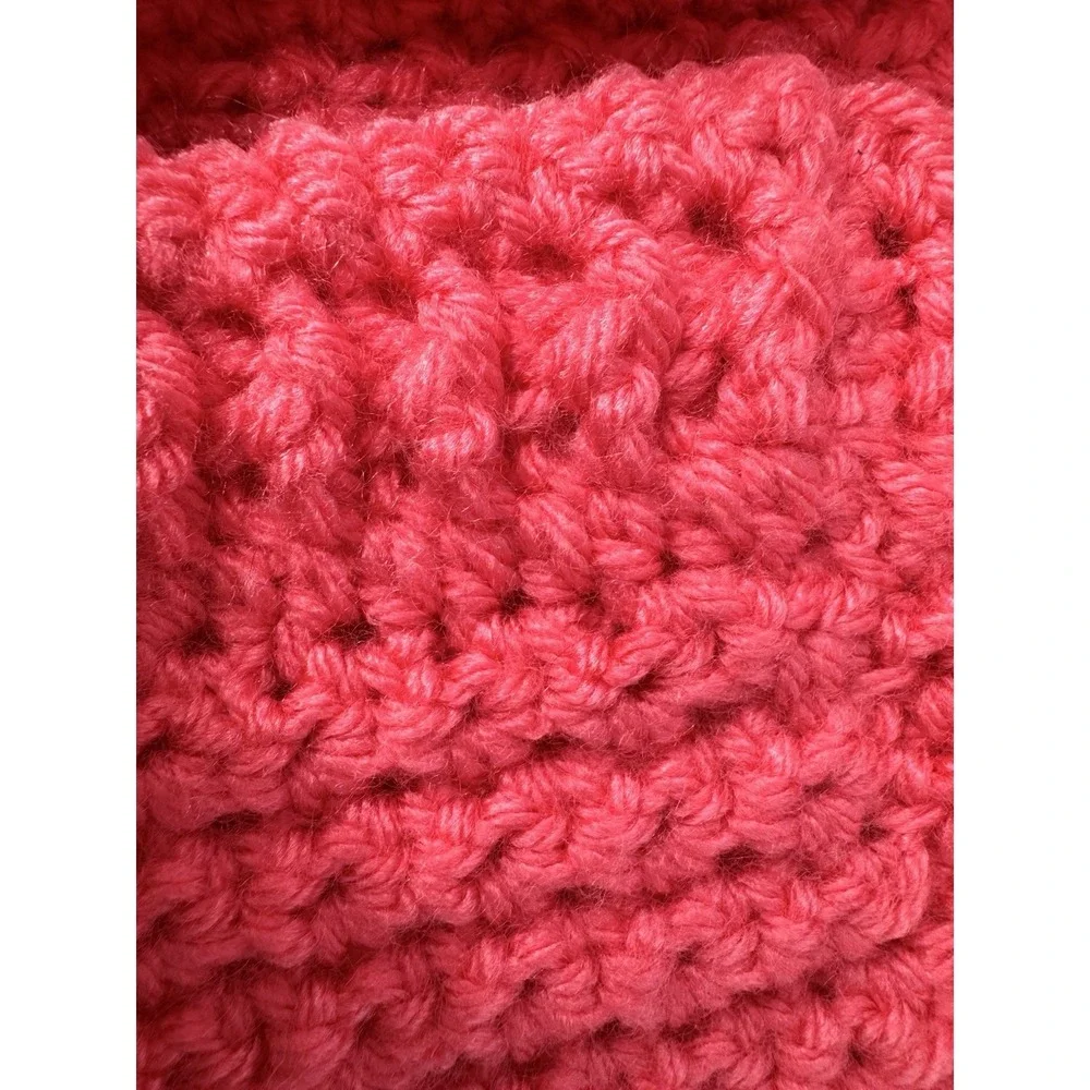 Extra Small Dog Sweater Crochet Bright Pink Rhinestone Button